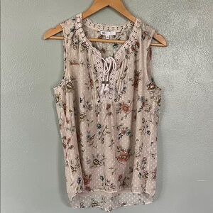 DR2 Floral Lace-Up Blouse - Cream